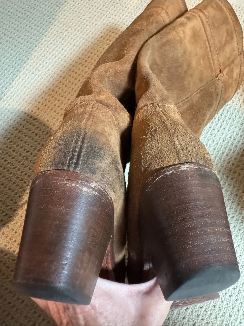Frye Jane Tall Suede Boots in Chestnut Brown